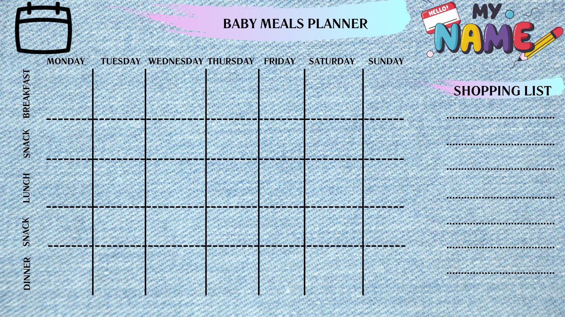 BABY MEALS PLANNER Blue BABY MEALS PLANNER Blue
