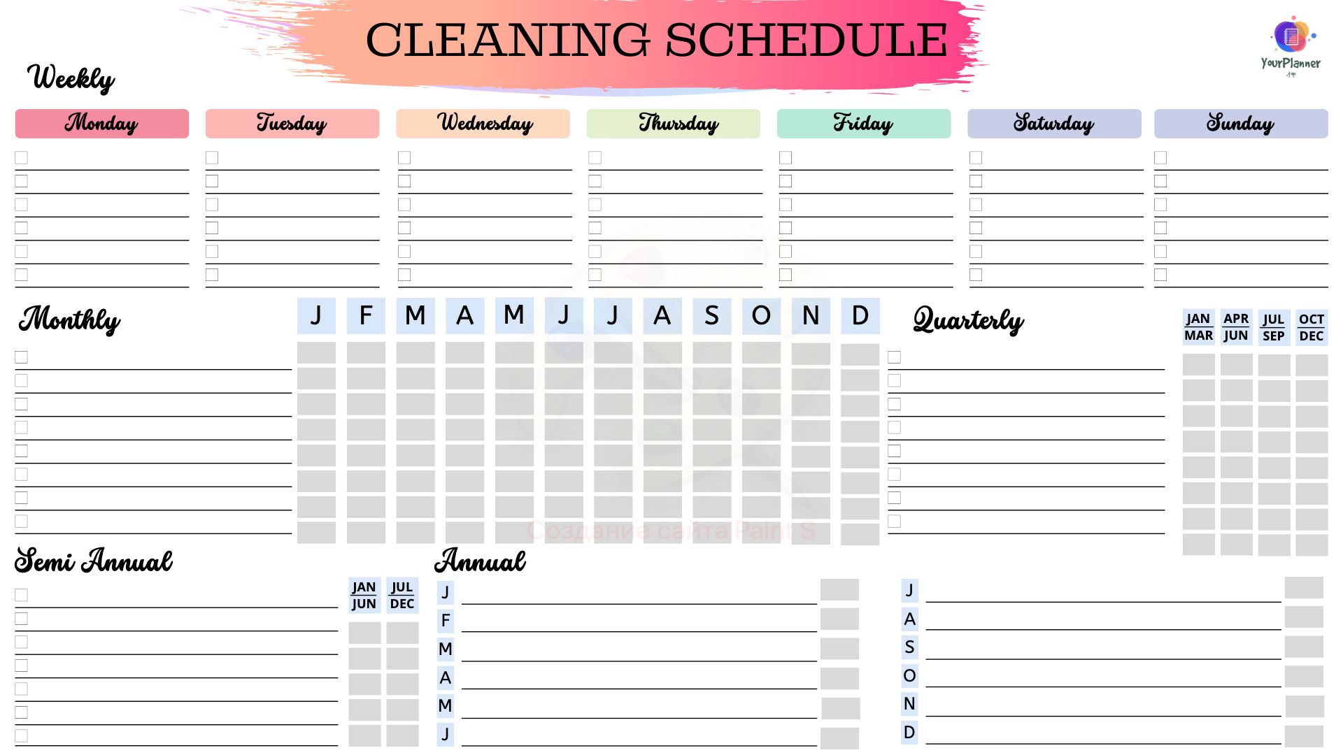 CLEANING SCHEDULE CLEANING SCHEDULE