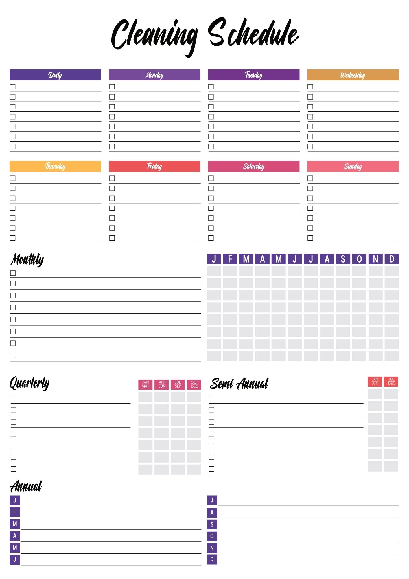 Cleaning Schedule Printable v2